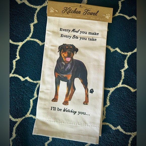 E&S Pets Rottweiler Kitchen Tea Towel I’ll Be Watching You - Picture 4 of 4